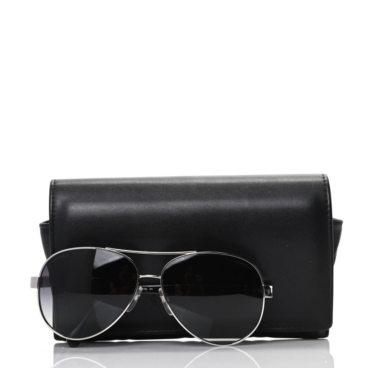 Lambskin Quilted CC Aviator Sunglasses 4195-Q Black
