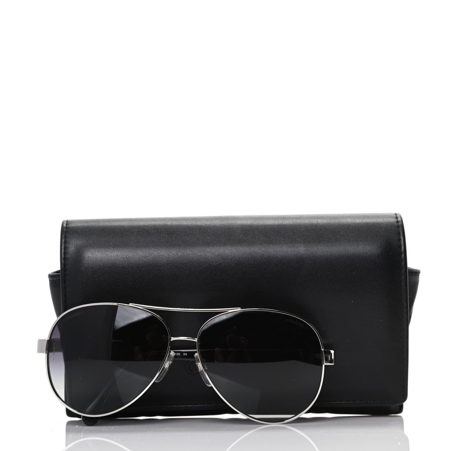 Chanel Lambskin Quilted CC Aviator Sunglasses 4195-Q Black 8 of 8