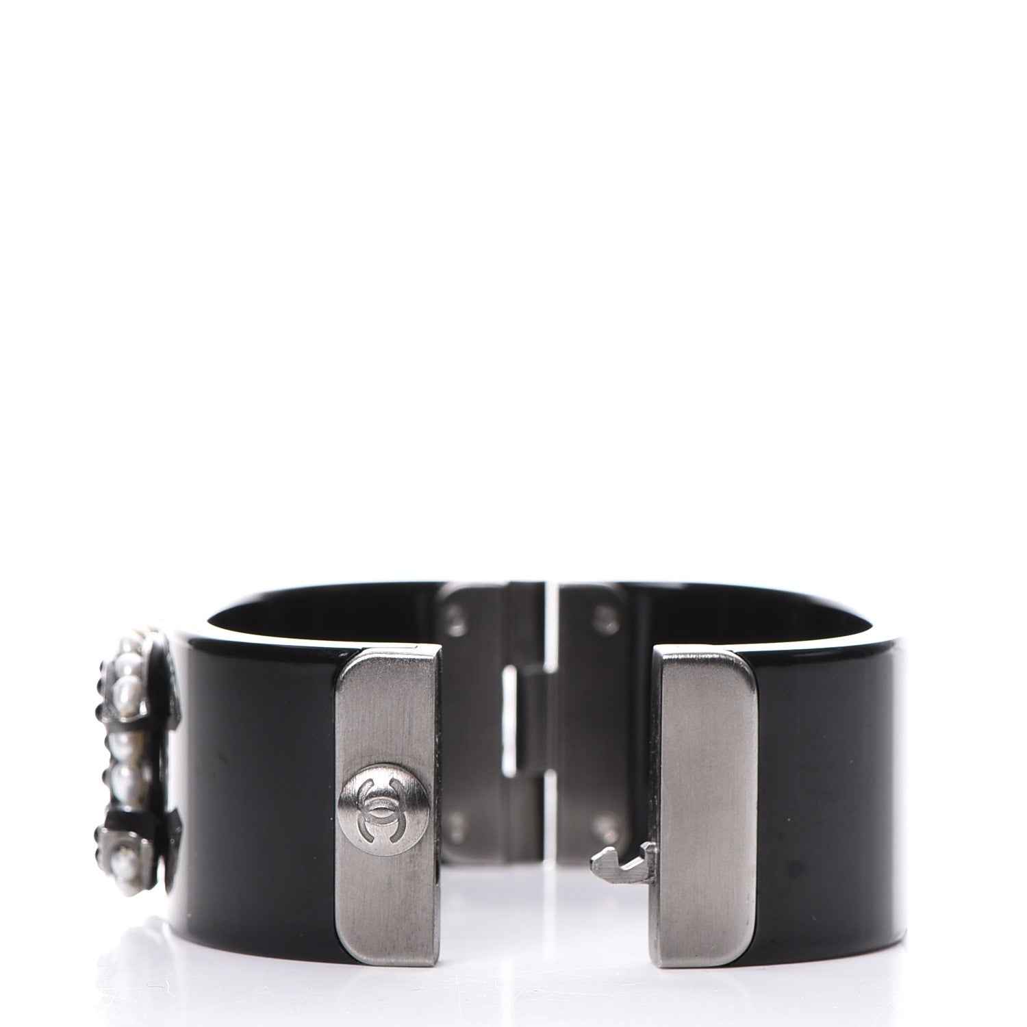 Chanel Resin Pearl CC Cuff Black 4 of 6