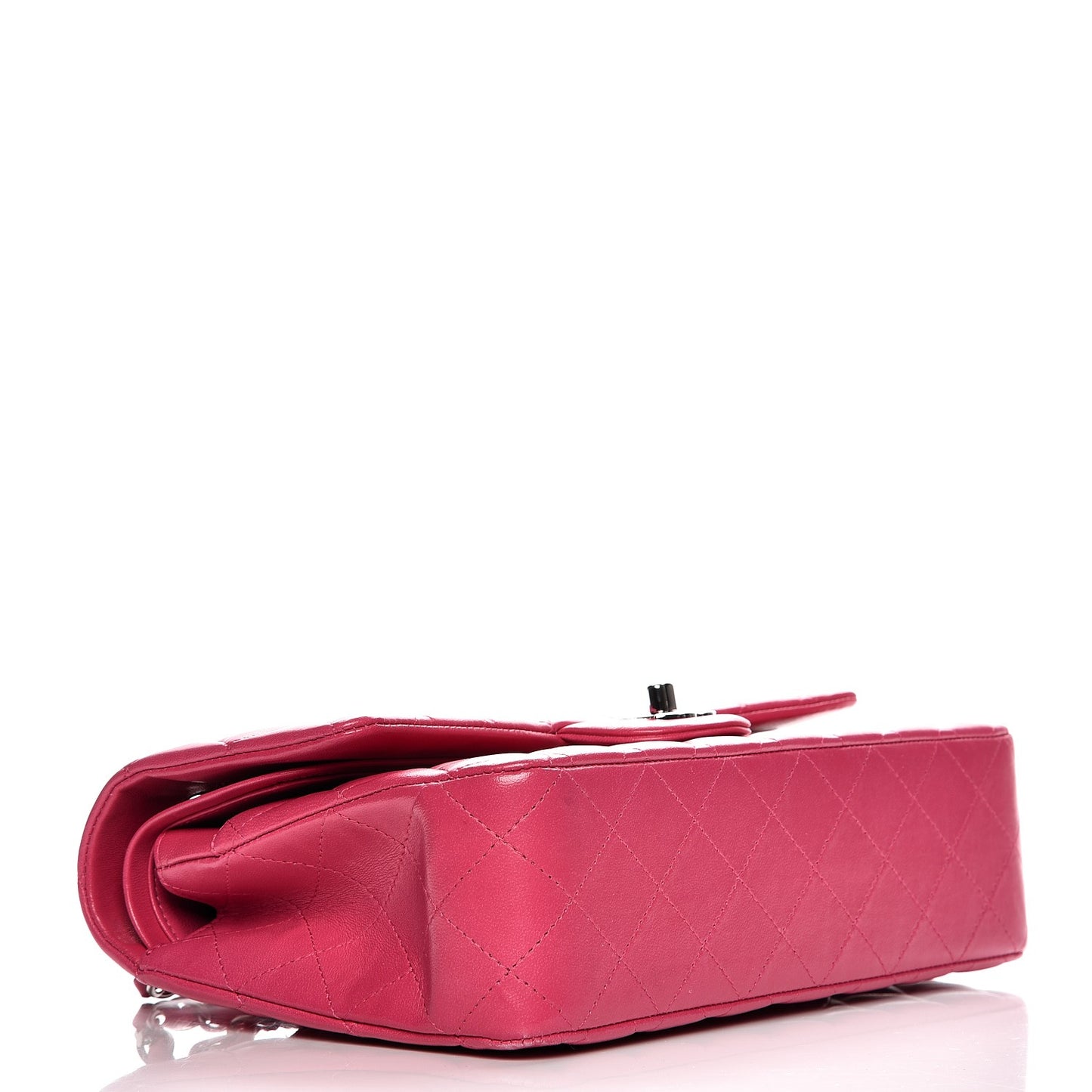 Lambskin Quilted Medium Double Flap Dark Pink