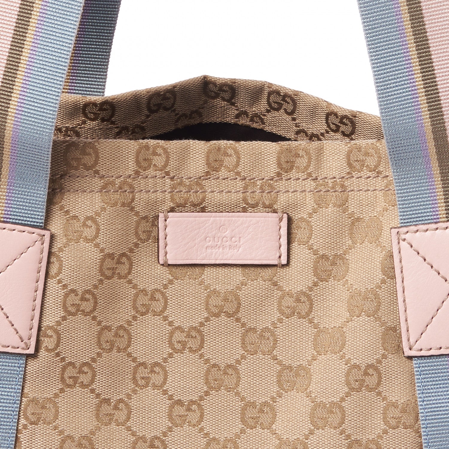 Gucci GG Monogram Medium Web Handle Vertical Tote Pink Blue 7 of 9