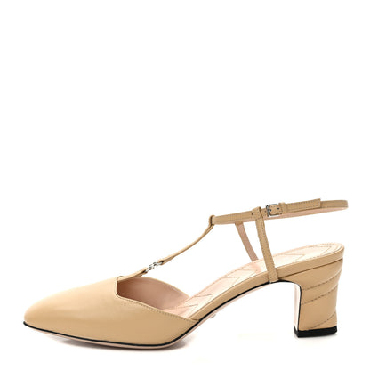 Gucci Nappa Charlotte Petite GG 55mm Slingback Pumps 39 Wheat 1 of 8