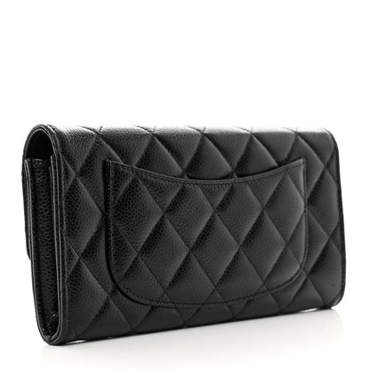Chanel Caviar Quilted Long Flap Wallet Black 3 of 9
