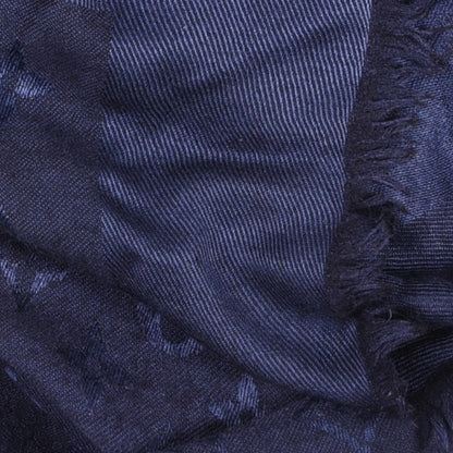 Louis Vuitton Silk Wool Monogram Shawl Night Blue 3 of 3