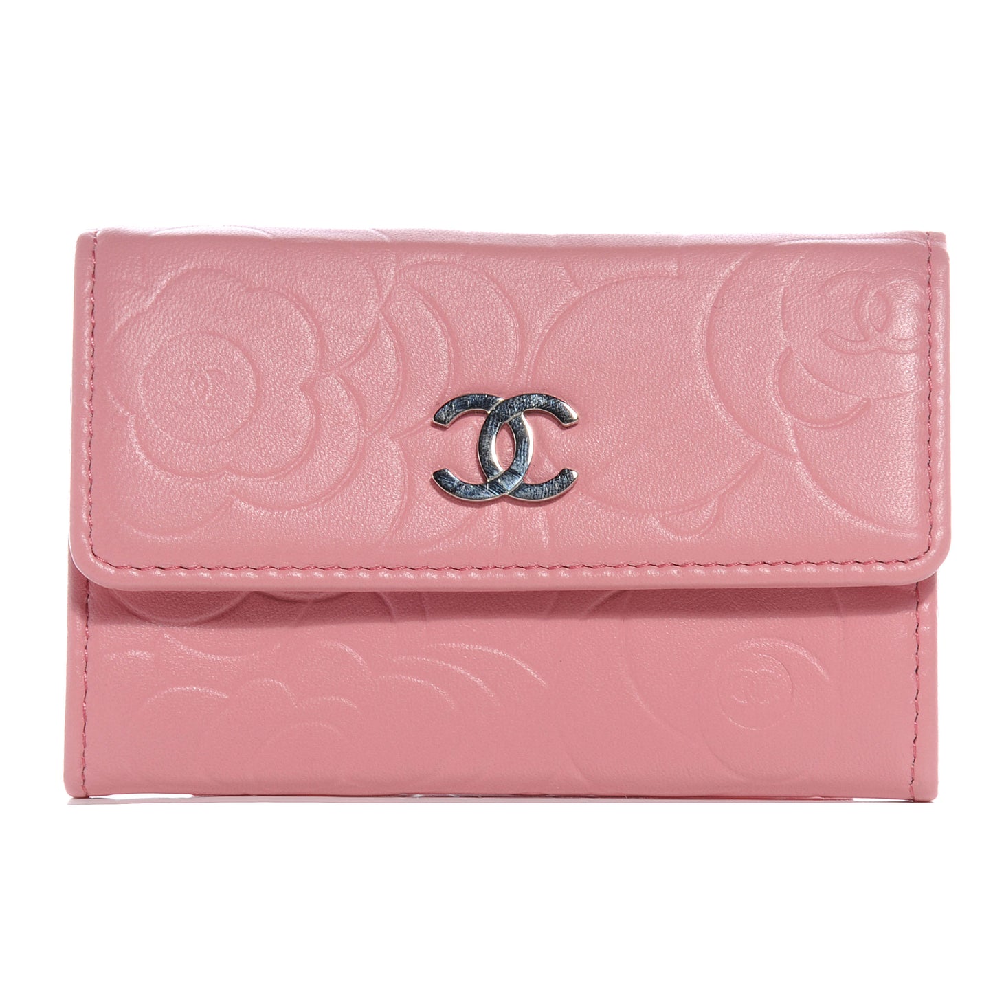 Lambskin Camellia Coin Purse Pink