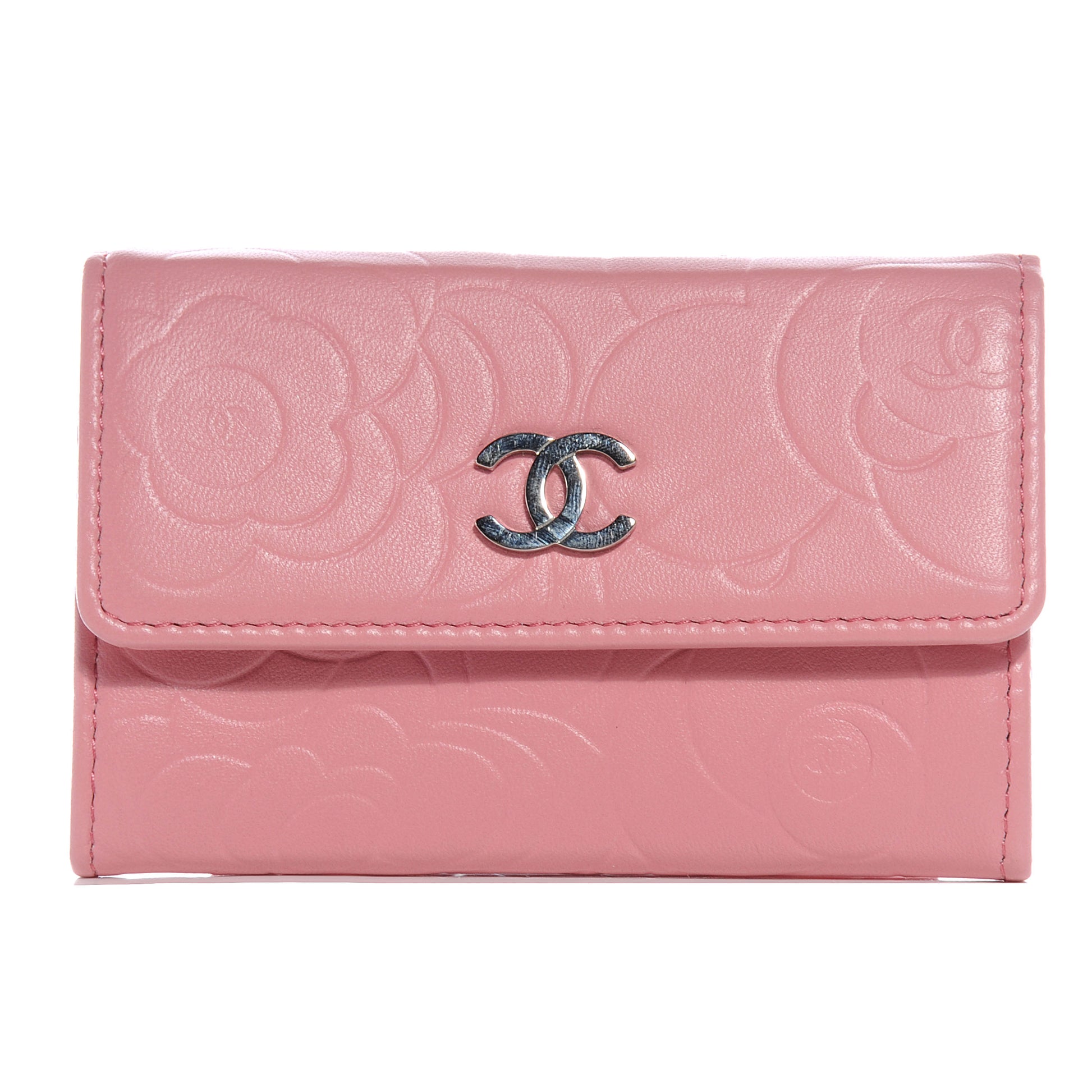 Chanel Lambskin Camellia Coin Purse Pink 1 of 9