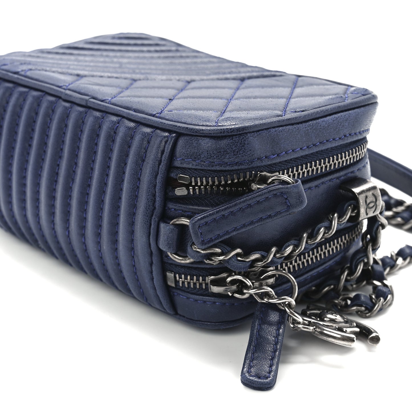 Lambskin Quilted Mini Coco Boy Camera Bag Blue