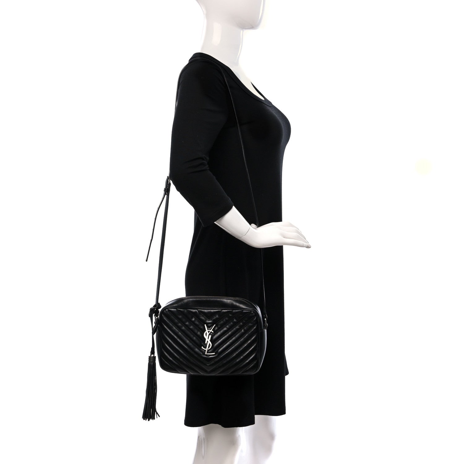 Saint Laurent Calfskin Matelasse Monogram Lou Camera Bag Black 2 of 11