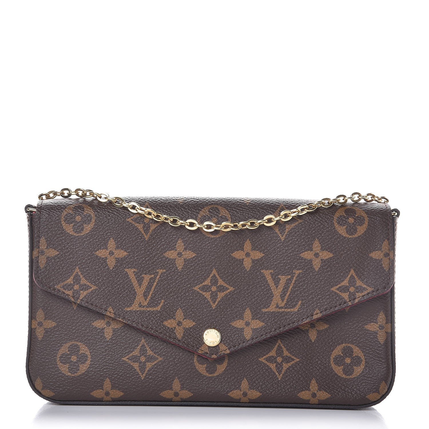 Louis Vuitton Monogram Pochette Felicie Chain Wallet Fuchsia 1 of 11