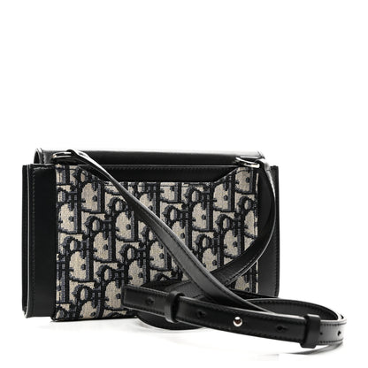 Christian Dior Oblique Smooth Calfskin Elite Wallet On Strap Black Blue 3 of 9