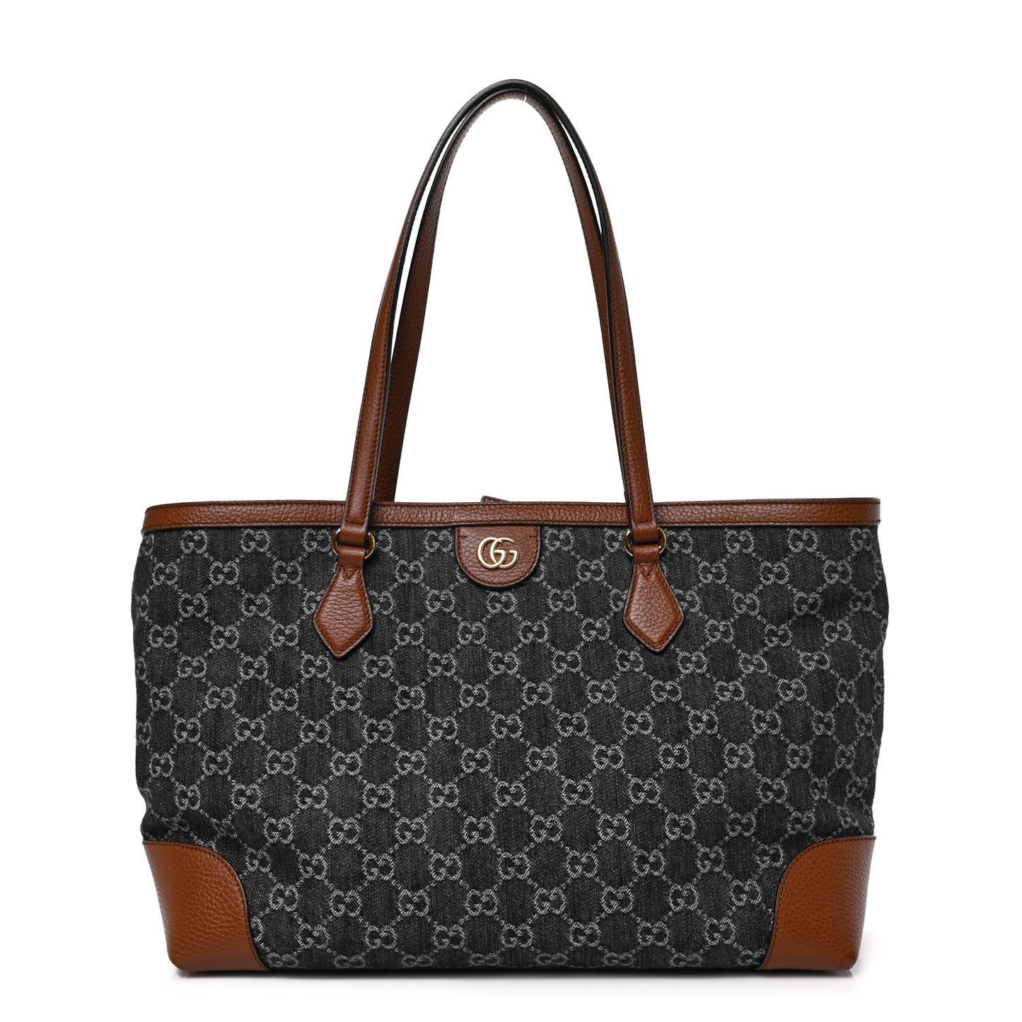 New Denim GG Monogram Medium Ophidia Shopping Tote Blue Tea Cuir