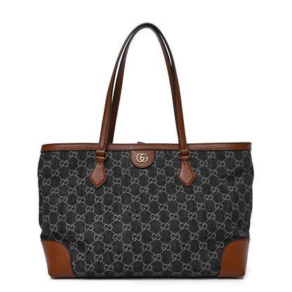 Gucci New Denim GG Monogram Medium Ophidia Shopping Tote Blue Tea Cuir 1 of 8