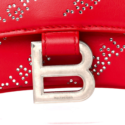 Balenciaga Smooth Calfskin Crystal Diagonal Allover Logo Hourglass Top Handle Bag XS Flame 8 of 11