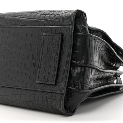 Saint Laurent Calfskin Crocodile Embossed Small Sac de Jour Black 9 of 20