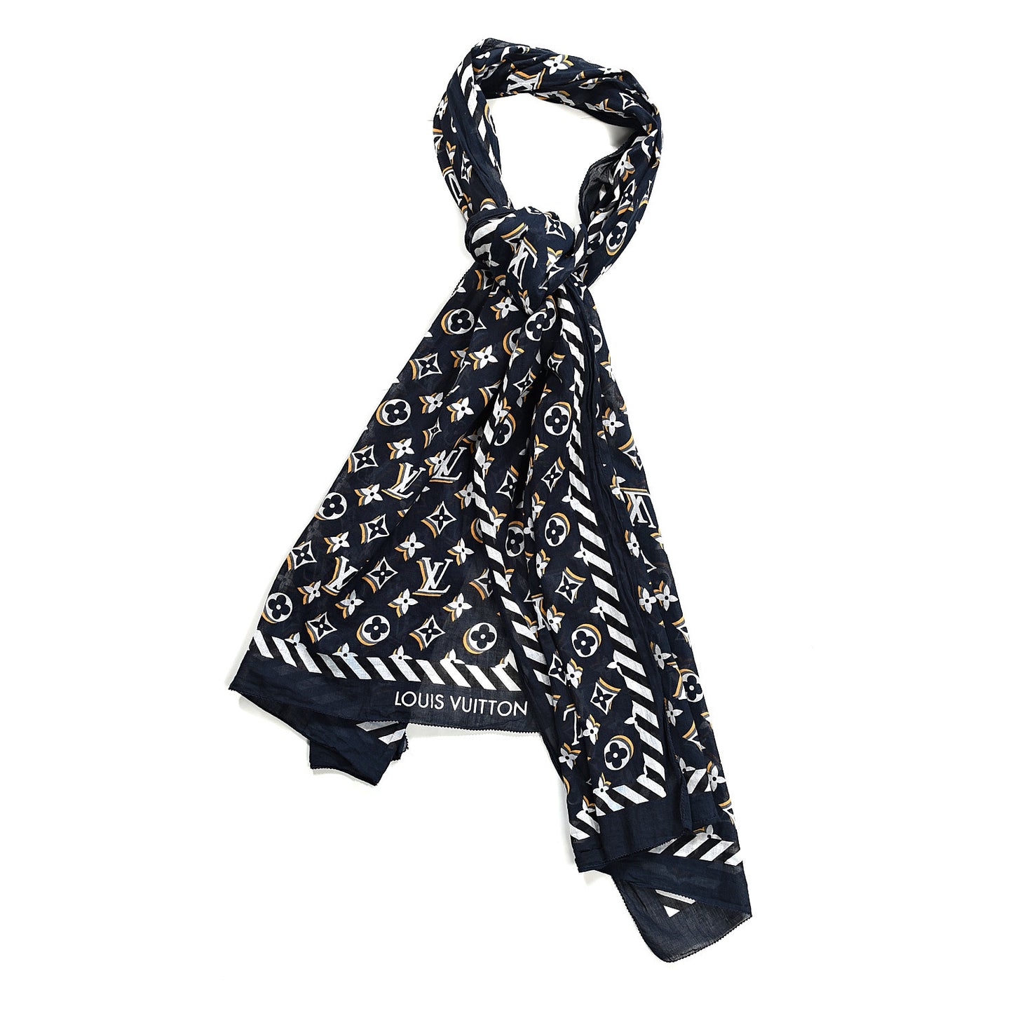 Cotton Monogram Bulles Pareo Scarf Navy