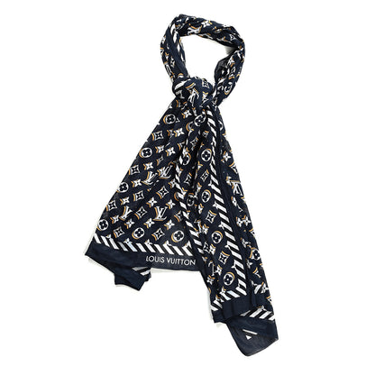 Louis Vuitton Cotton Monogram Bulles Pareo Scarf Navy 1 of 3