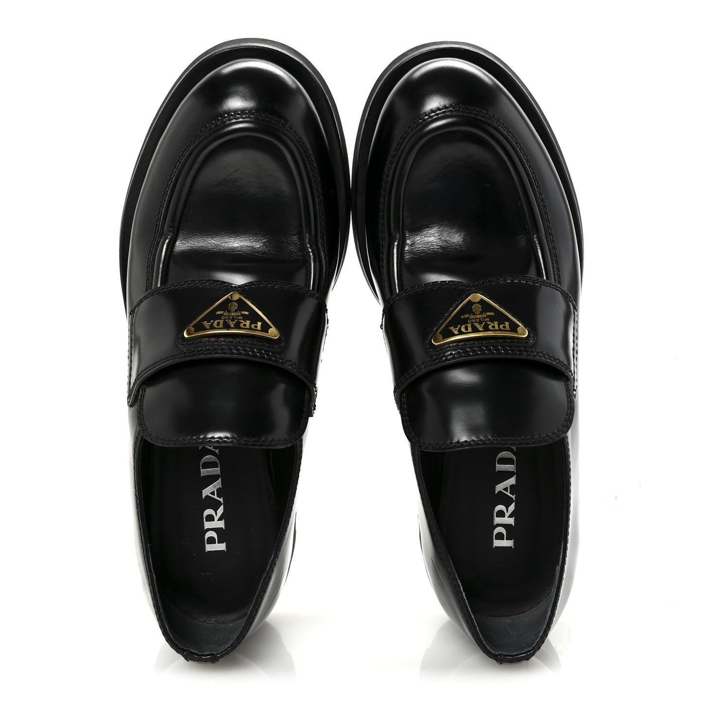 Spazzolato Metal Triangle Logo 50mm Loafers 36.5 Black