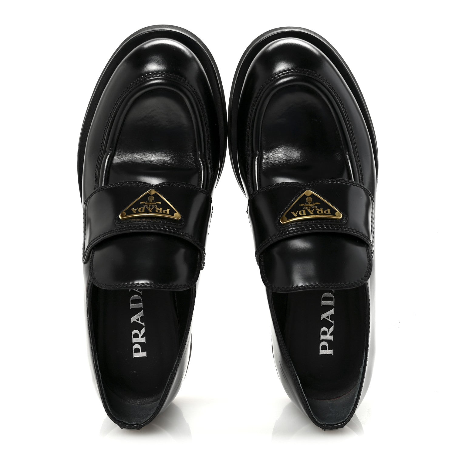 Prada Spazzolato Metal Triangle Logo 50mm Loafers 36.5 Black 2 of 10