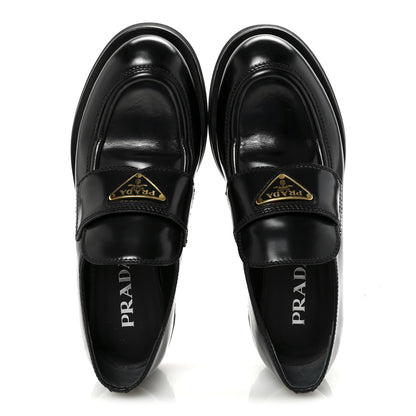 Prada Spazzolato Metal Triangle Logo 50mm Loafers 36.5 Black 2 of 10