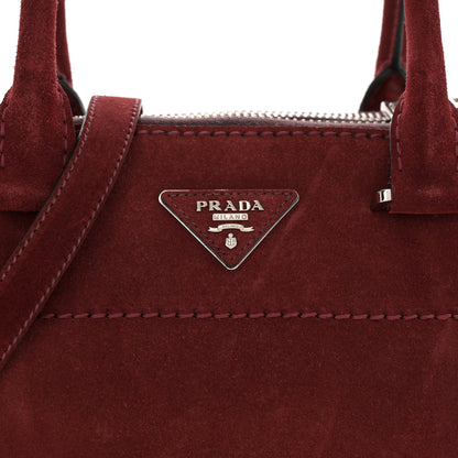 Prada Suede Scamosciato Stitched Small Twin Pocket Tote Porpora 9 of 16