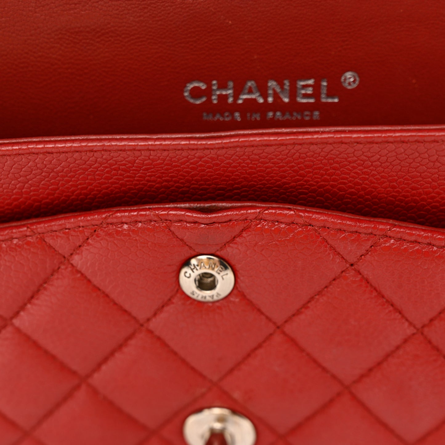 Caviar Quilted Medium Double Flap Red