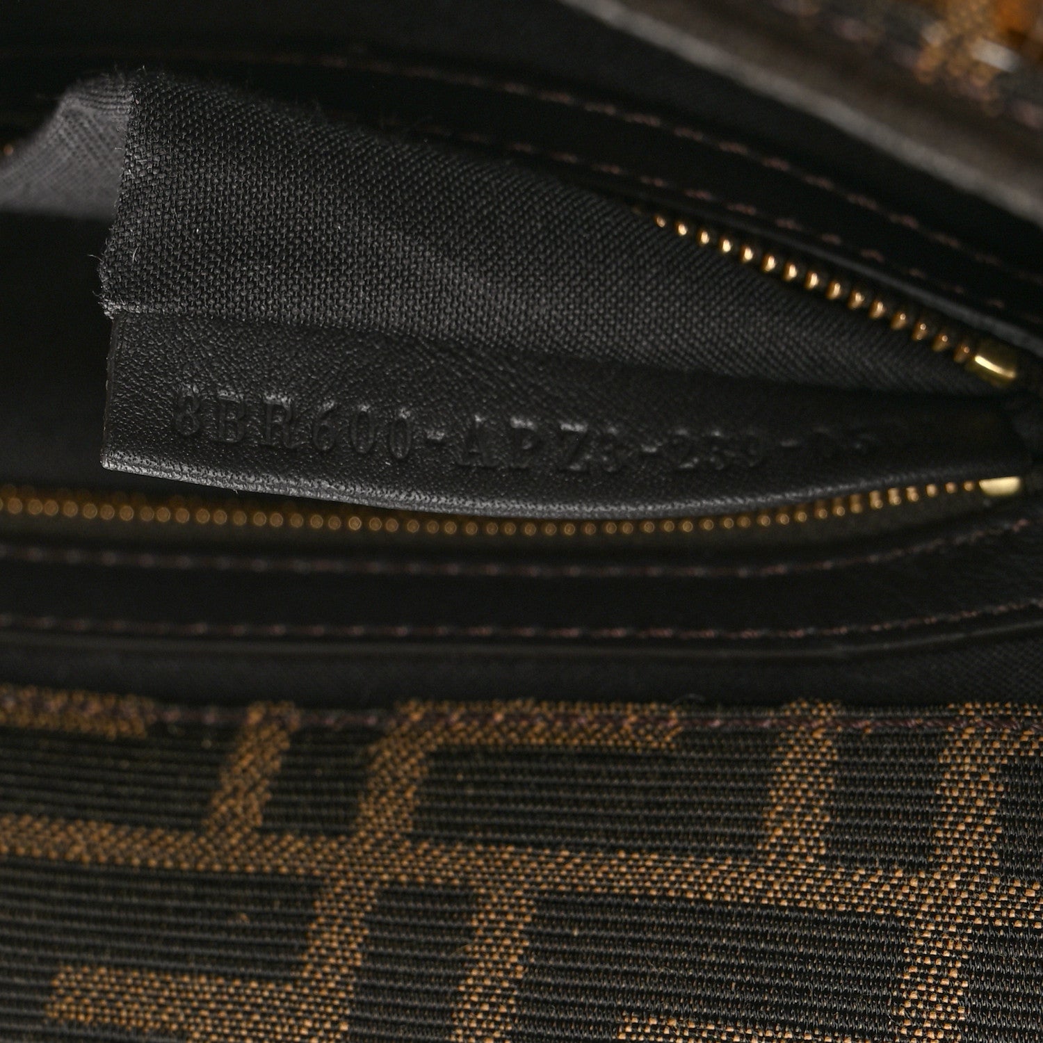 Fendi Fabric Jacquard Paillettes Vitello Seta FF 1974 Baguette Testa di Moro Real Ebano 7 of 10