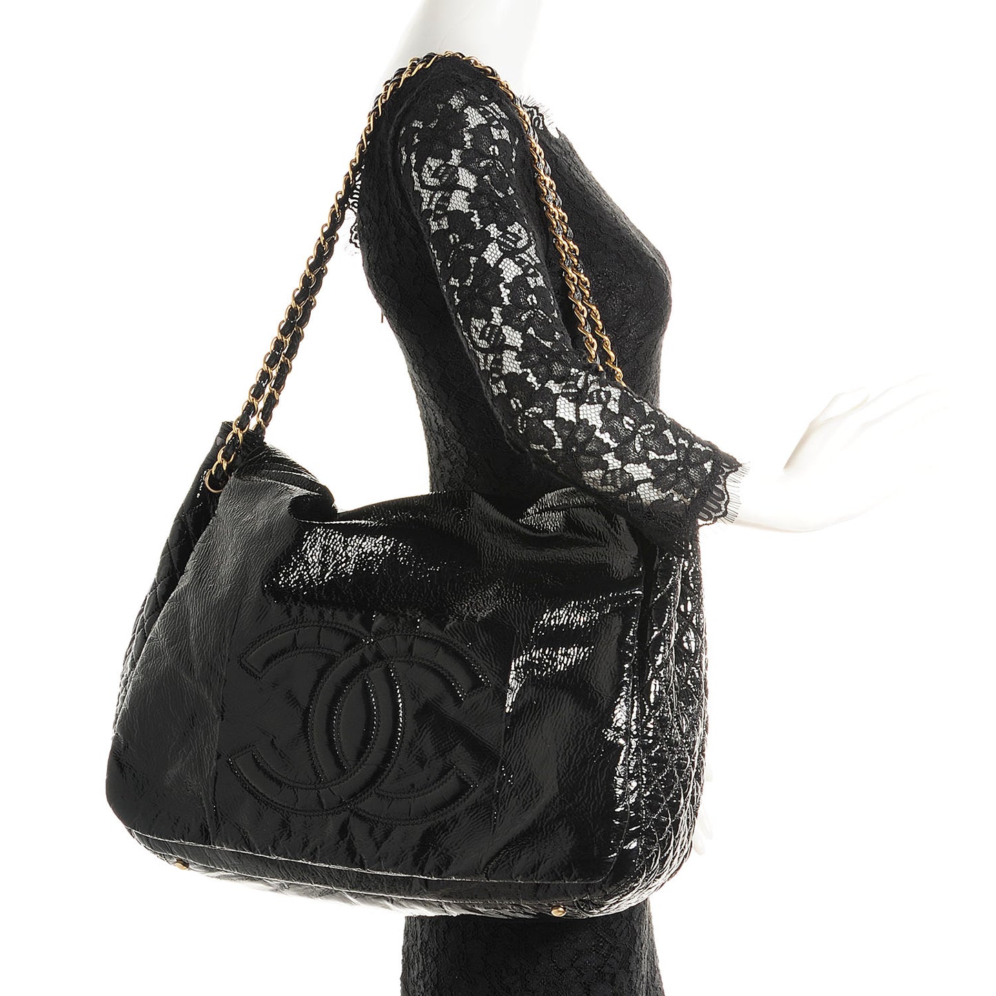 Vinyl Rock and Chain Large Flap Black