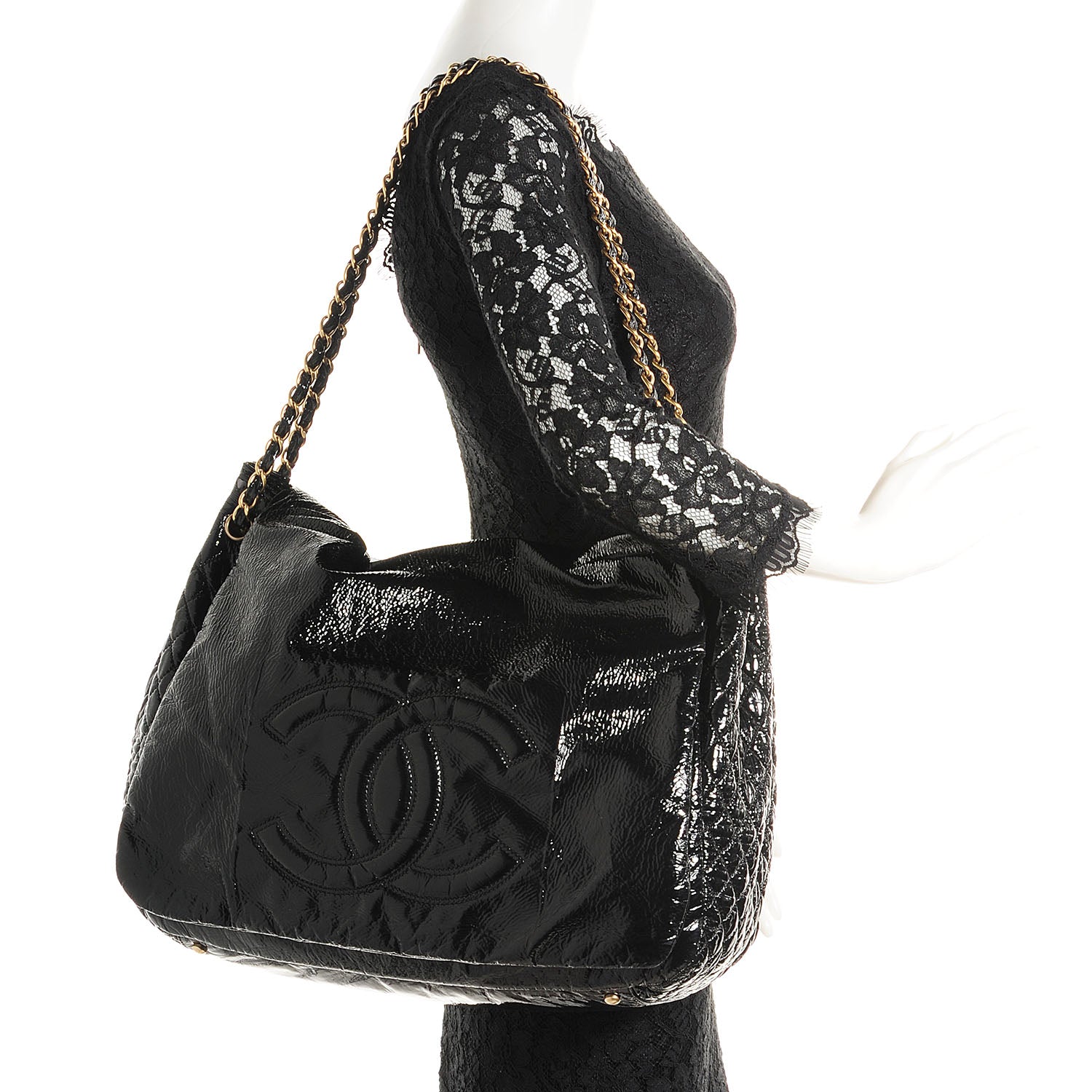 Chanel Vinyl Rock and Chain Large Flap Black 2 of 7