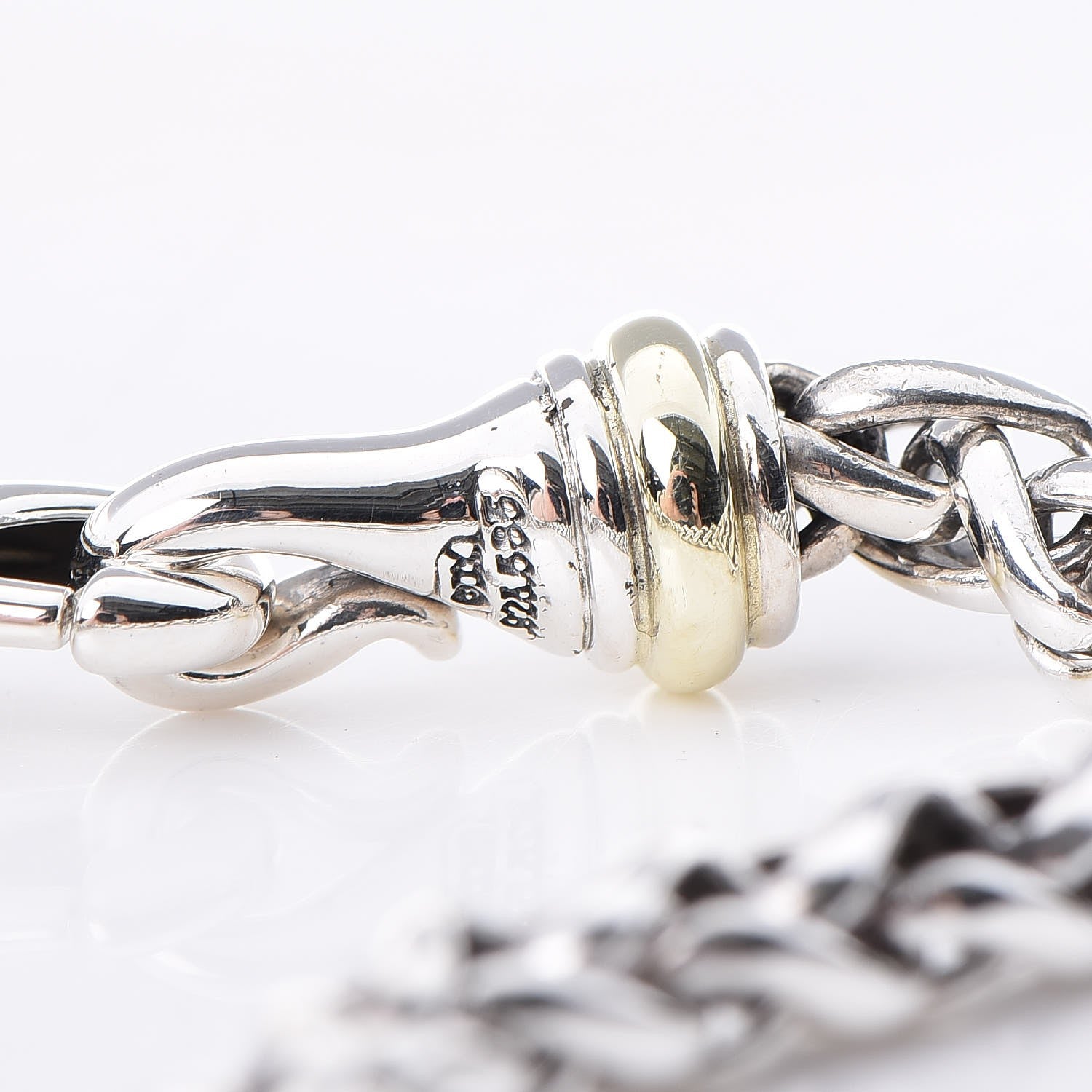David Yurman Sterling Silver 14K Yellow Gold 6mm Wheat Chain Bracelet 4 of 4