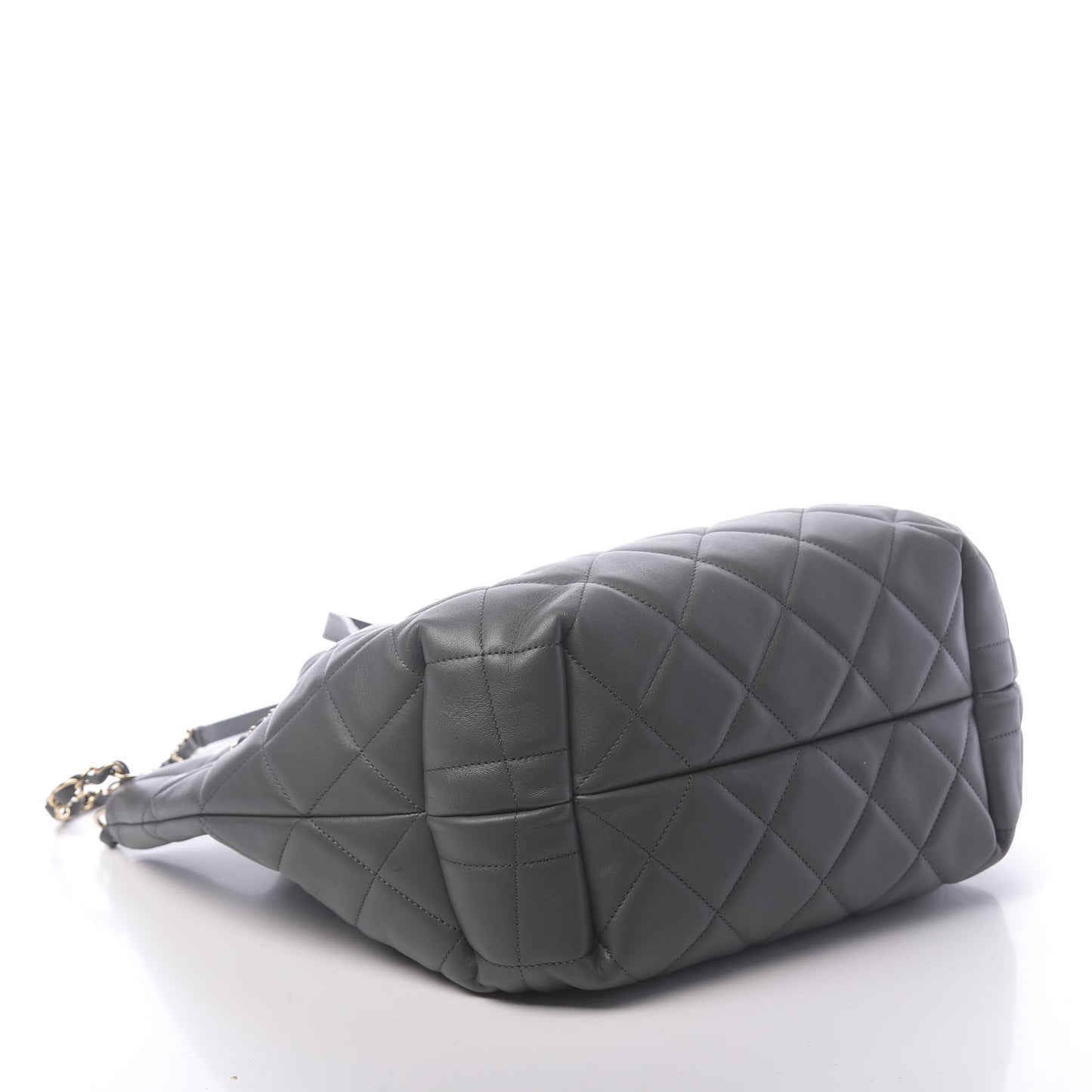 Lambskin Quilted CC Dweller Drawstring Tote Grey