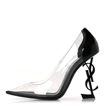 Saint Laurent Patent Calfskin PVC Opyum 110 Pump 38 Black Transparent 1 of 13