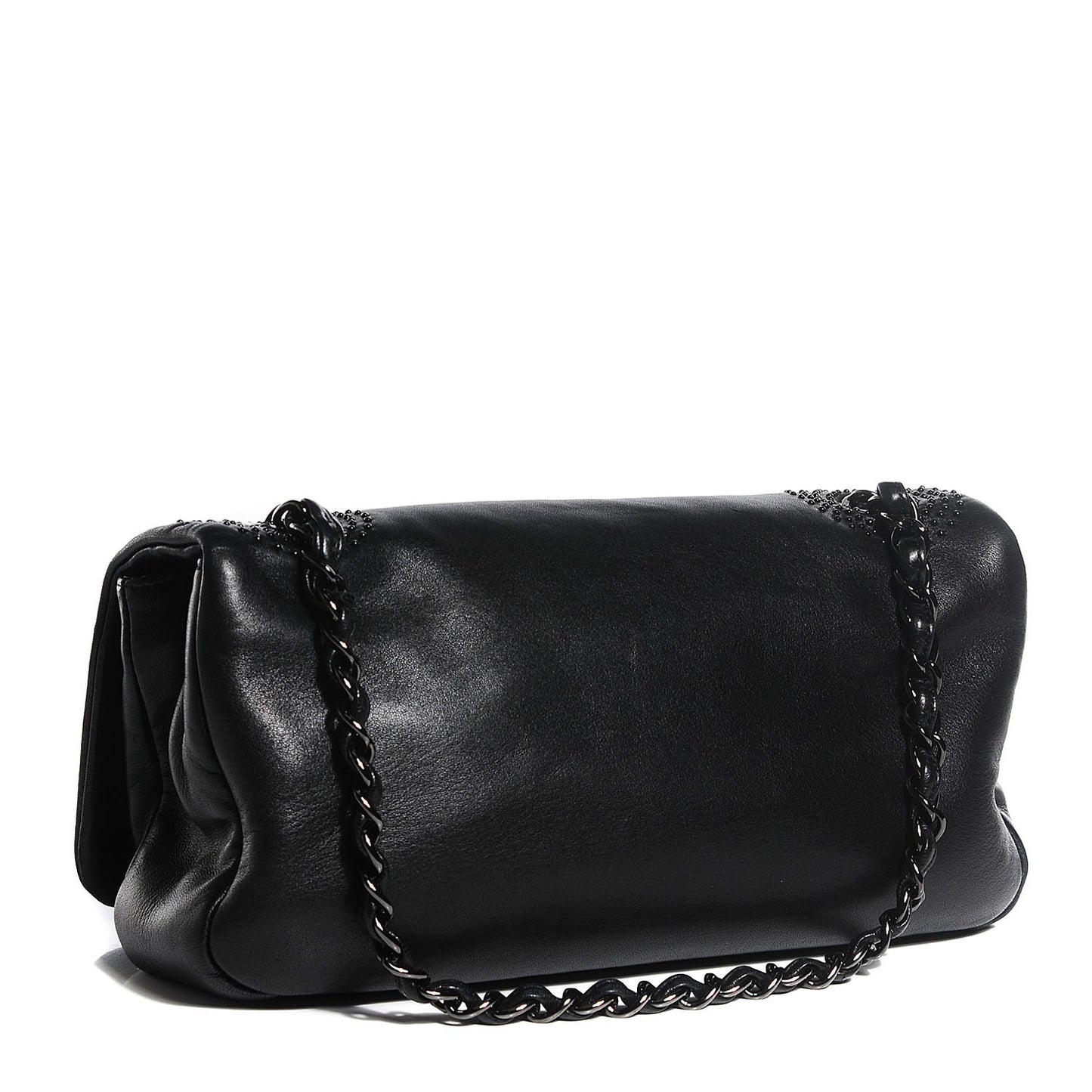 Lambskin Studded CC East West Flap Black