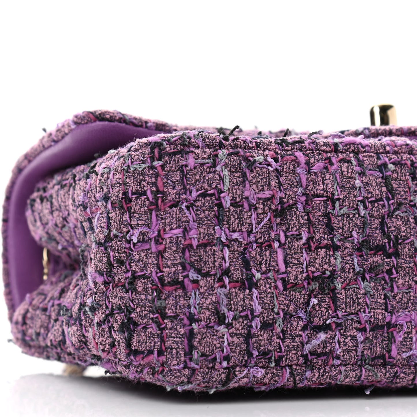 Tweed Quilted Mini Rectangular Flap Light Purple Pink Navy