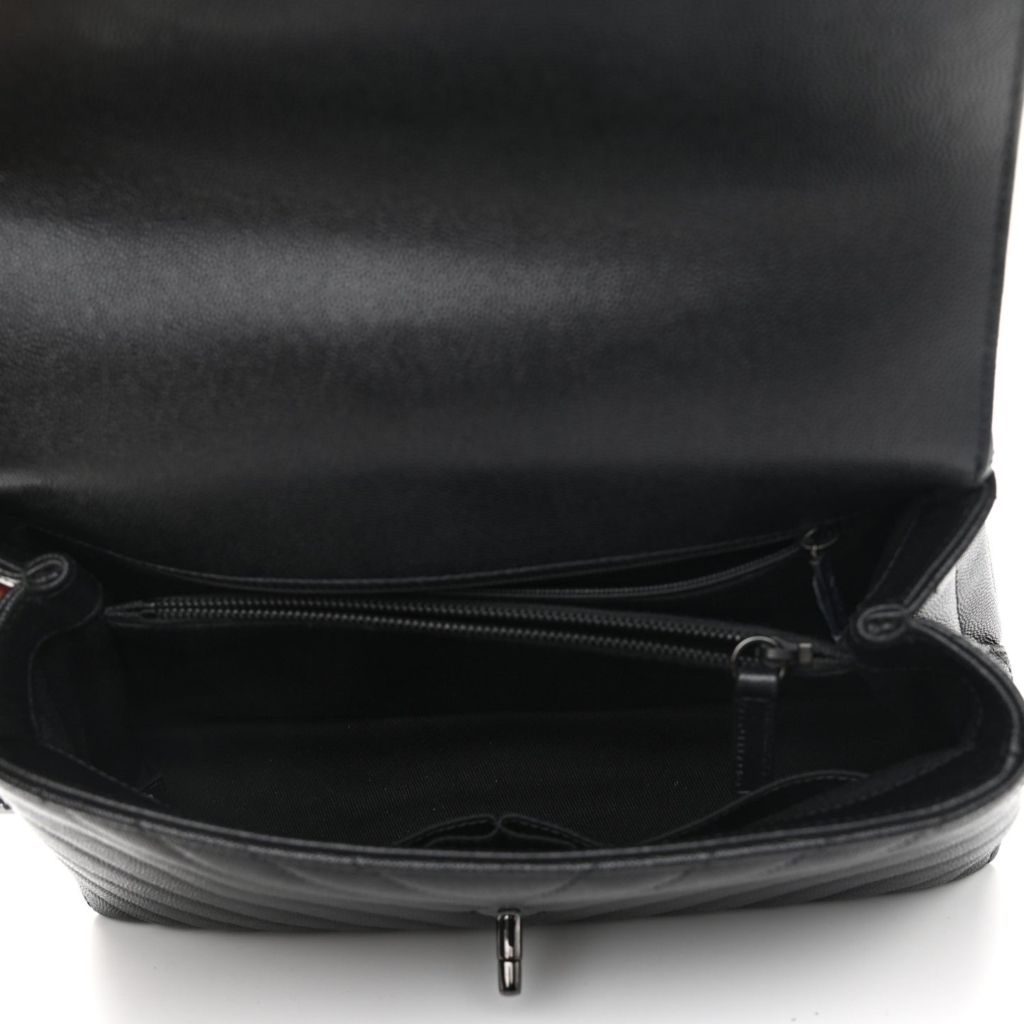 Caviar Chevron Quilted Small Coco Handle Flap So Black