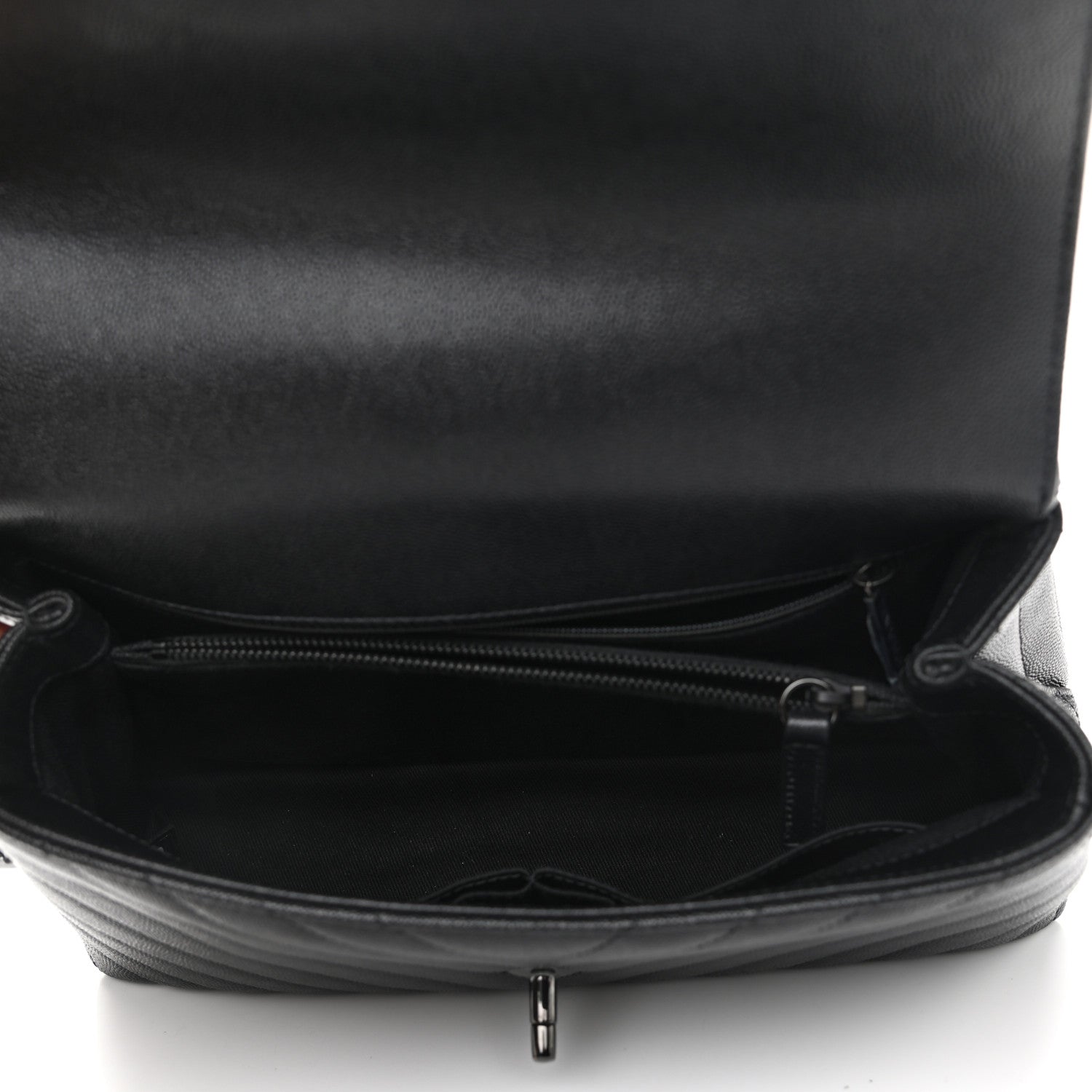 Chanel Caviar Chevron Quilted Small Coco Handle Flap So Black 5 of 10
