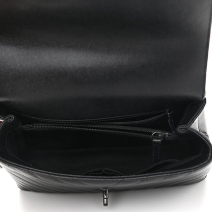 Chanel Caviar Chevron Quilted Small Coco Handle Flap So Black 5 of 10