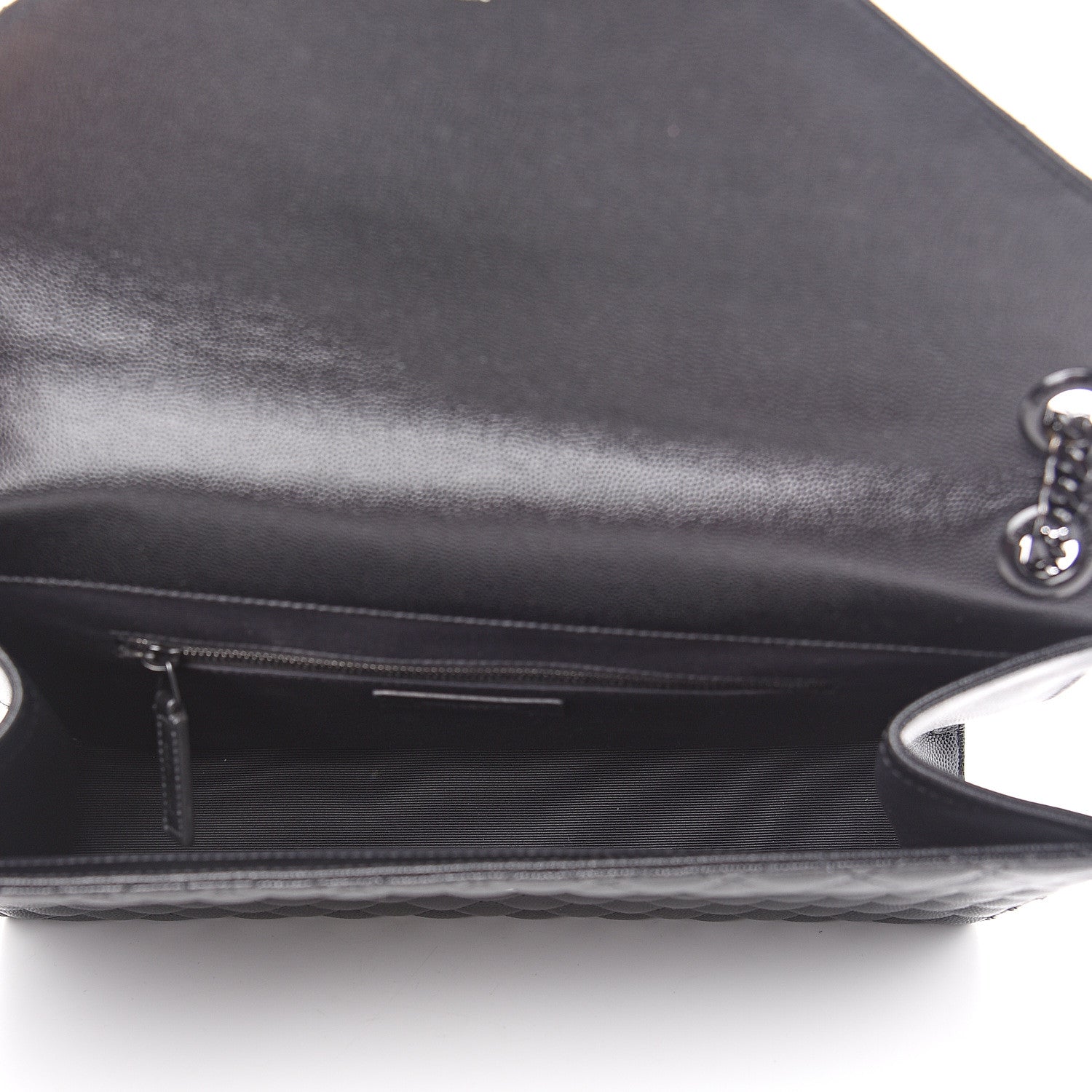 Saint Laurent Grain De Poudre Textured Mixed Matelasse Large Triquilt Monogram Monochrome Satchel Black 4 of 13