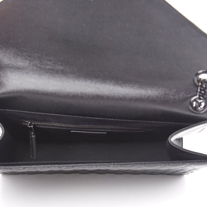 Saint Laurent Grain De Poudre Textured Mixed Matelasse Large Triquilt Monogram Monochrome Satchel Black 4 of 13
