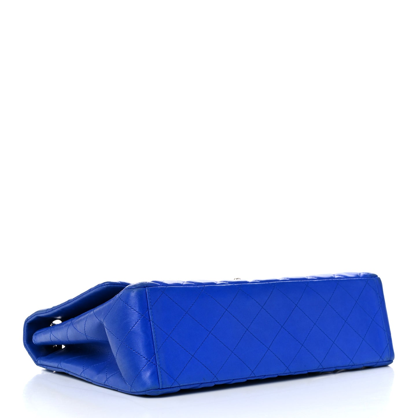 Lambskin Quilted Maxi Single Flap Blue