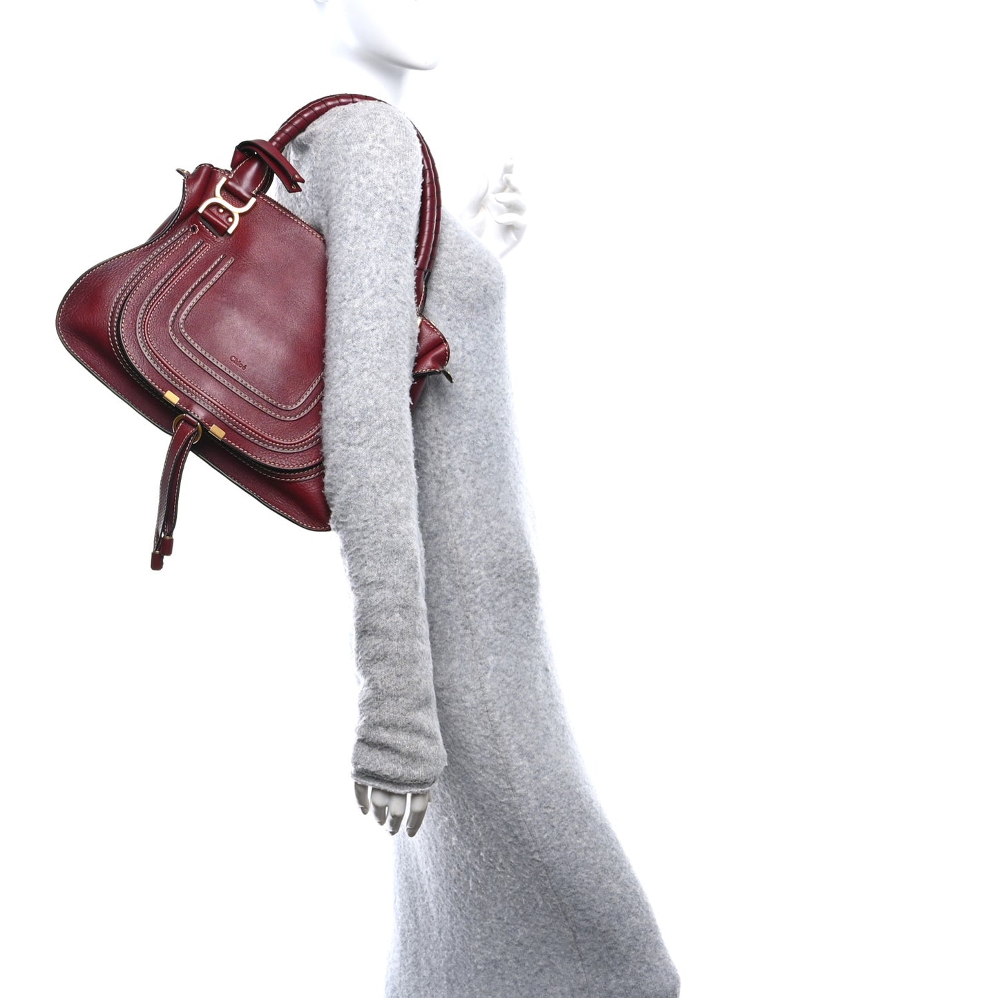 Calfskin Medium Marcie Satchel Burgundy