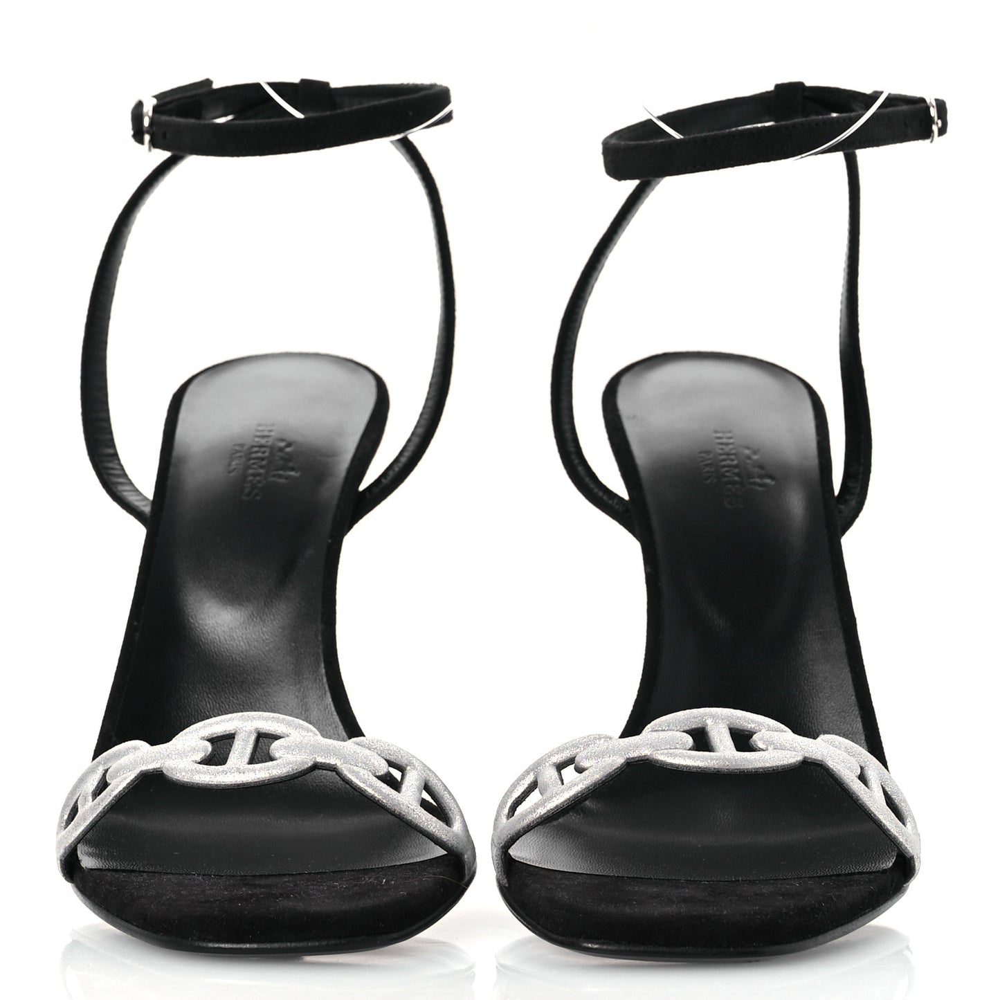 Metallic Suede Goatskin Luz 105 Sandals 40 Black Gris Argente