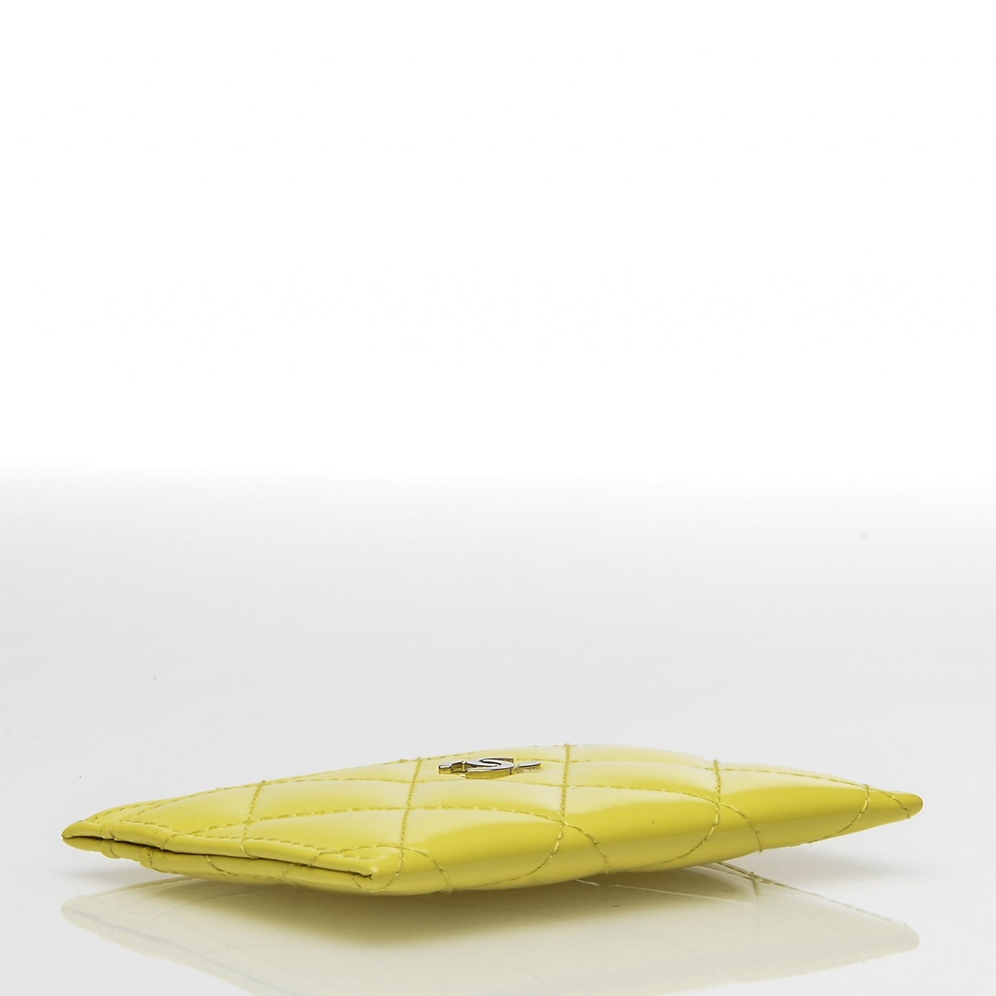 Patent Quilted Card Holder Yellow