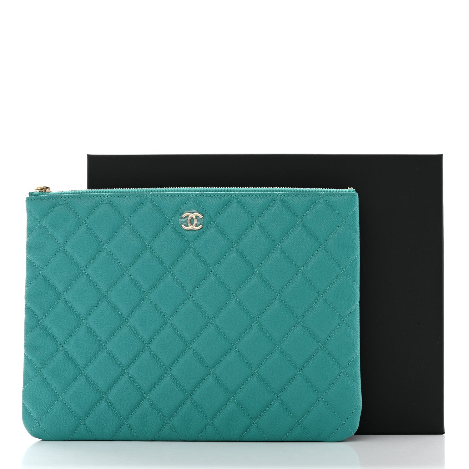 Chanel Caviar Quilted Medium Cosmetic Case Turquoise 8 of 8