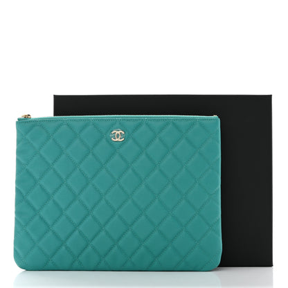 Chanel Caviar Quilted Medium Cosmetic Case Turquoise 8 of 8