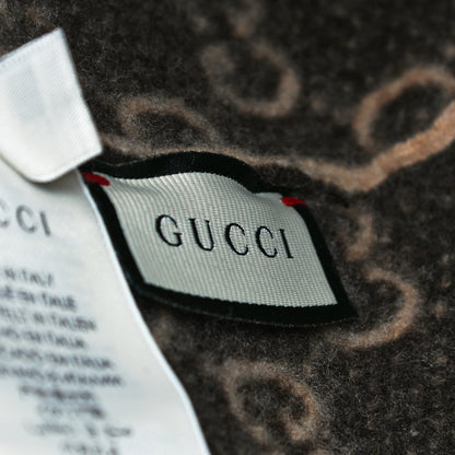 Gucci Wool GG Monogram Fog Tricot Beanie Hat M Beige Dark Brown 5 of 9