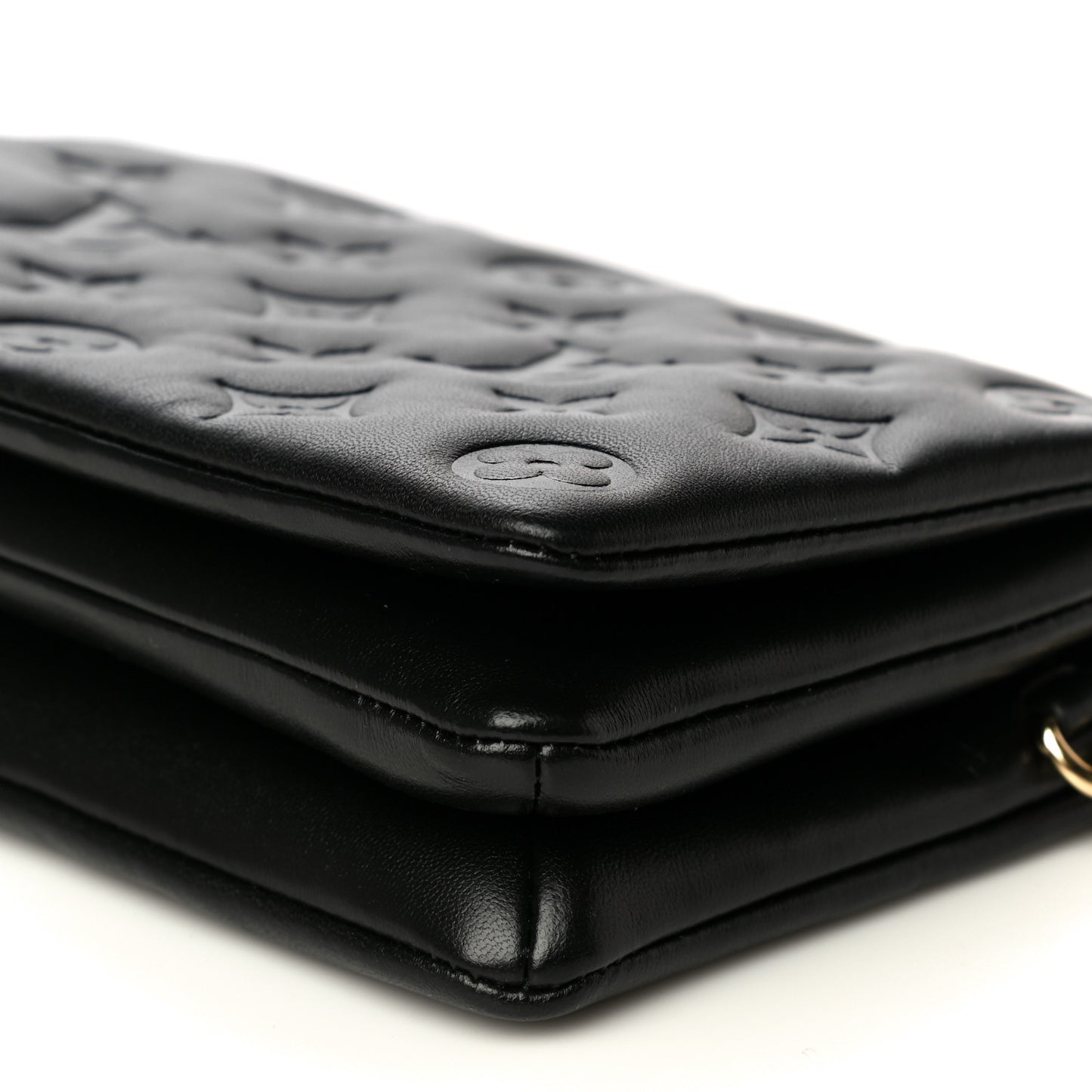 Lambskin Embossed Monogram Pochette Coussin Black