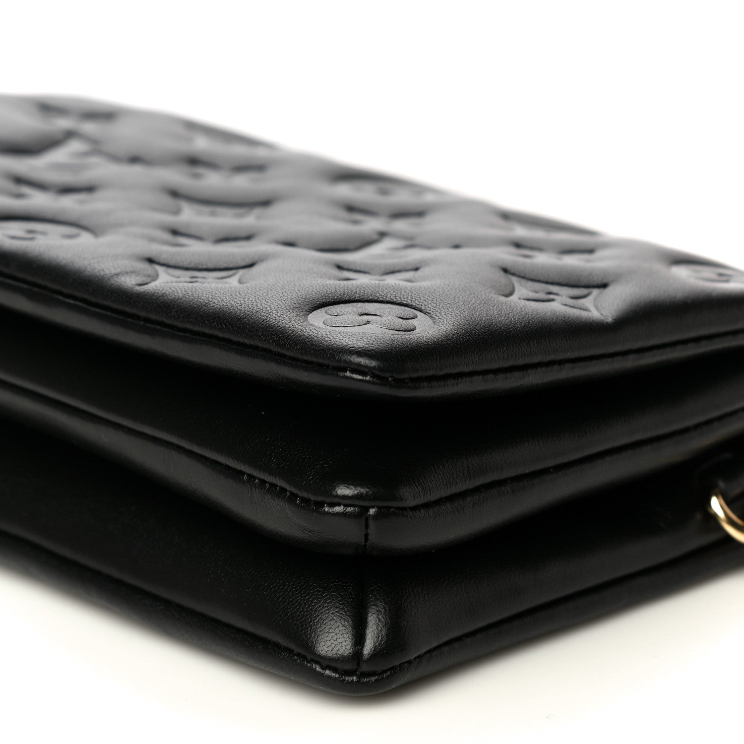 Louis Vuitton Lambskin Embossed Monogram Pochette Coussin Black 9 of 12