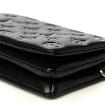 Louis Vuitton Lambskin Embossed Monogram Pochette Coussin Black 9 of 12