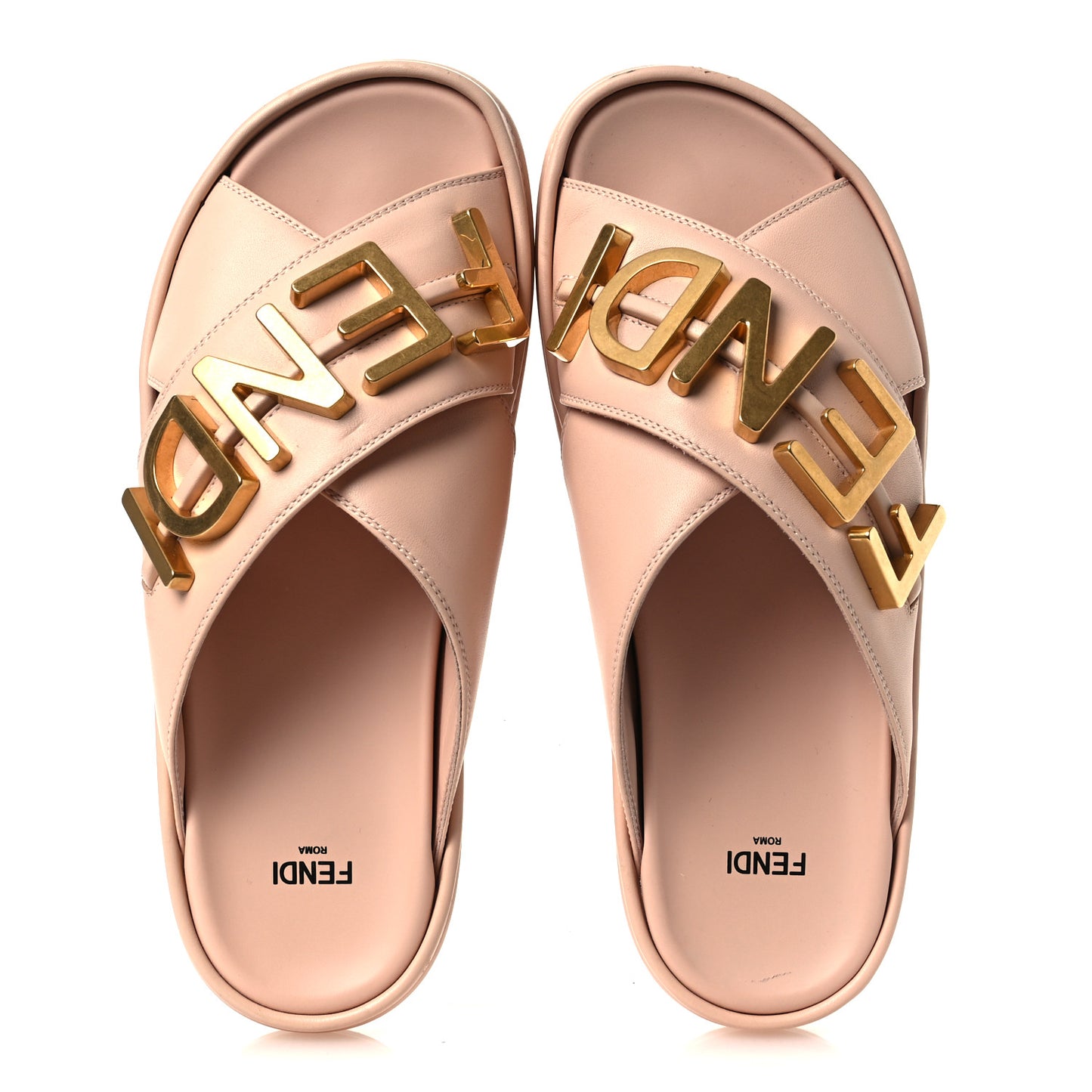 Vitello Womens Fendigraphy Slide Sandals 38 Light Rose