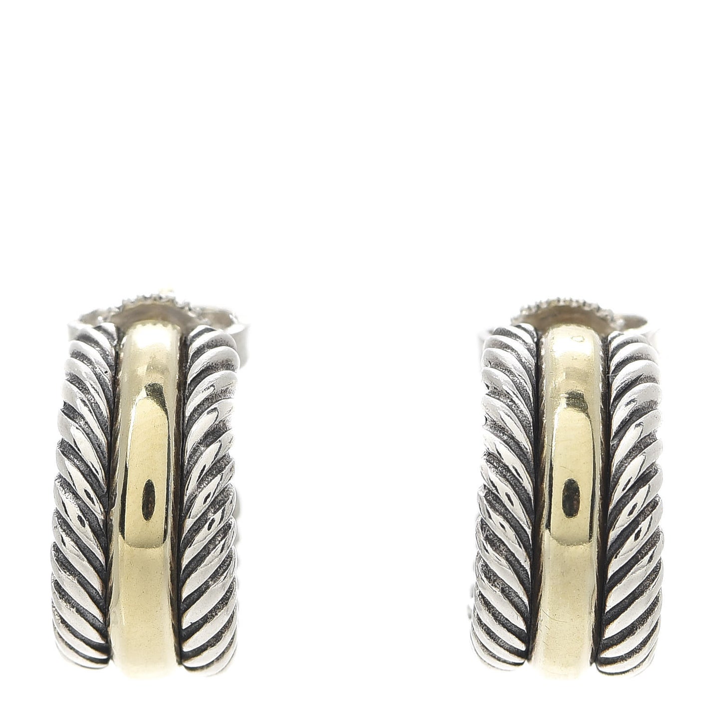 Sterling Silver 14K Yellow Gold 16mm Cable Classics Hoop Earrings